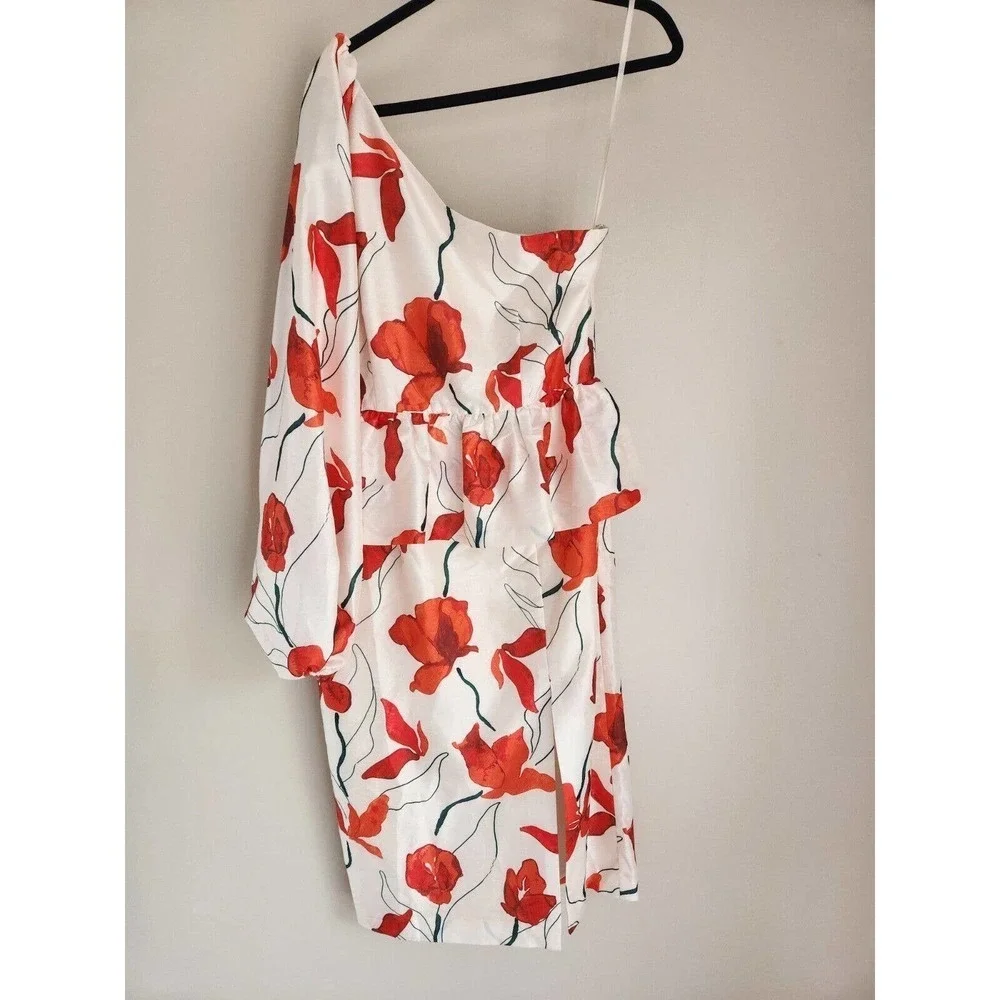 NWT Anthropologie Hutch One-Shoulder Floral Peplum Dress size 12 - Picture 6 of 11